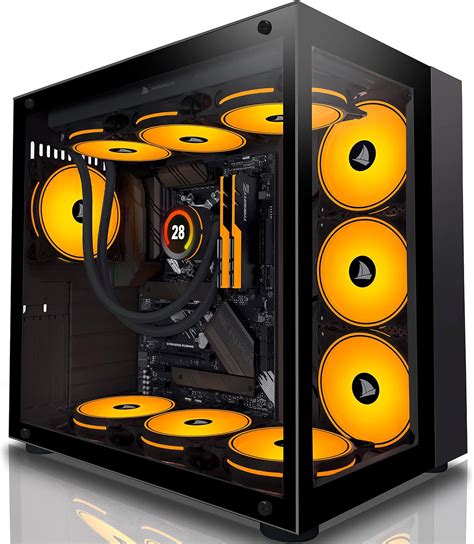 AMANSON Boîtier PC ATX Mid Tower en verre trempé pour jeux vidéo sans