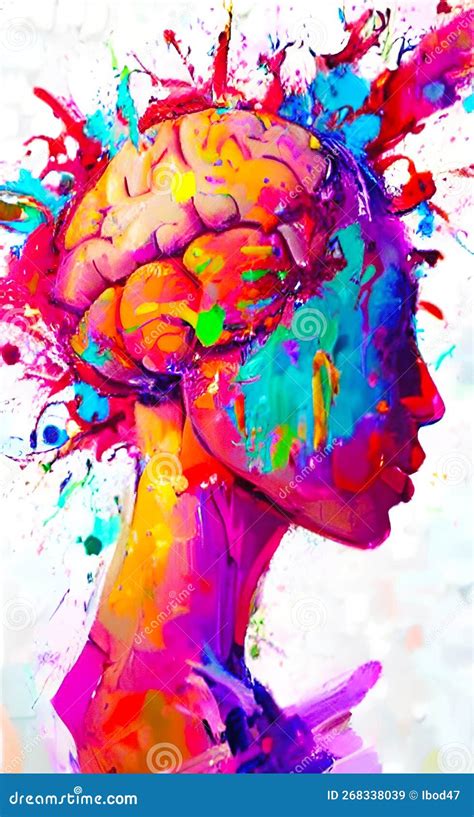 Colorful Brain Paint Splat Ai Art Stock Illustration Illustration Of