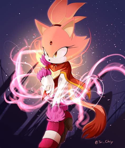 Blaze The Cat And Burning Blaze Sonic And 1 More Drawn By Tri Chiy