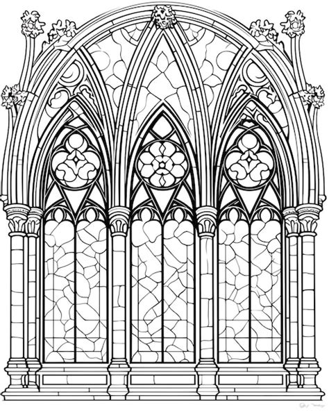 Drawing Of Gothic Style Stained Glass Window Premium Ai Generated Image