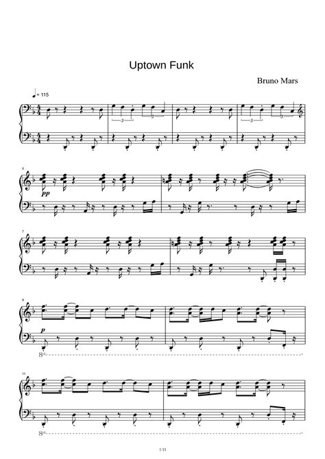 Uptown Funk Arr Mark Ronson Ft Bruno Mars Sheet Music Mark Ronson