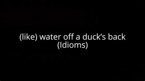 Like Water Off A Ducks Back Idioms Youtube