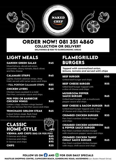 Menu At Naked Chef Taproom And Foodbar Cape Town