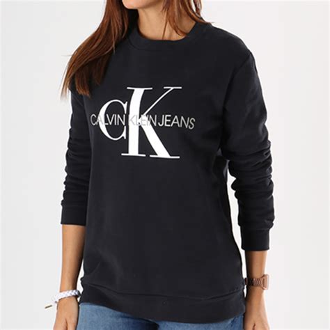 Calvin Klein Sweat Crewneck Femme Core Monogram Logo 7877 Noir