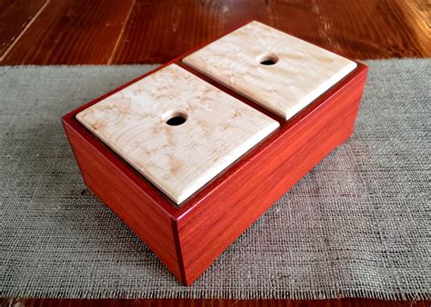 Wooden Keepsake Box Padauk With Figured Birdseye Maple And Etsy