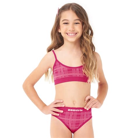 Conjunto Top E Calcinha Tanga Infantil Sem Costura Rosa