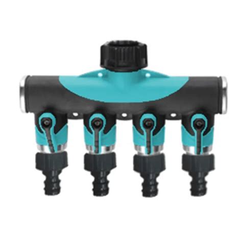 Garden Hose Connector 4 Way Splitter Watering Outlets Tap Adaptor Individual Control Manifold