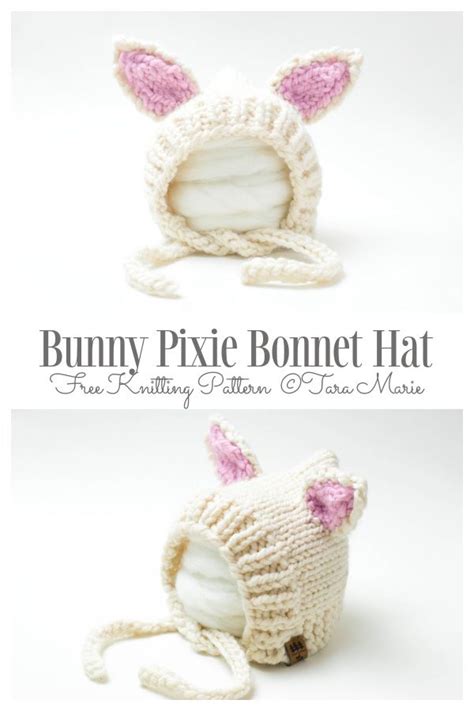 Bunny Pixie Bonnet Hat Free Knitting Pattern Knitting Pattern