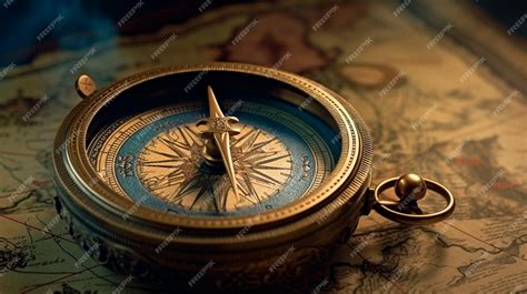 Premium Photo Old Antique Compass On A Paper Map Blue Gold Background Wallpaper Goals