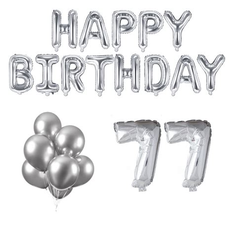 77 Jaar Verjaardag Versiering Ballon Pakket Zilver
