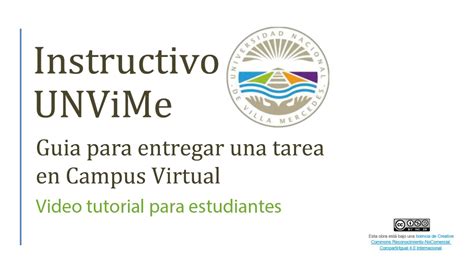 Campus Virtual eVirtual UNViMe Guía para entregar una tarea YouTube