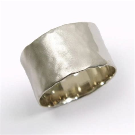 Wide Wedding Band 12mm Wedding Band Hammered Wedding Band Matte