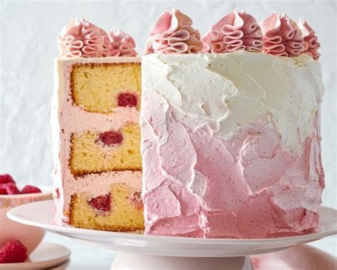 Vanilla and Raspberry Cake with Ombré Raspberry Swiss Meringue