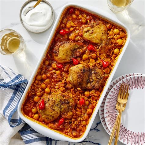 Recipe Middle Eastern Baked Chicken Thighs And Rice With Chickpeas And Yogurt Blue Apron