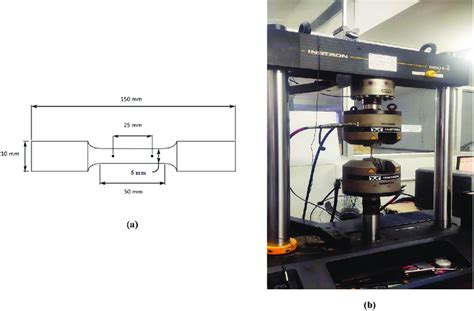 A Schematic Diagram Of Tensile Specimen And B Universal Testing Download Scientific