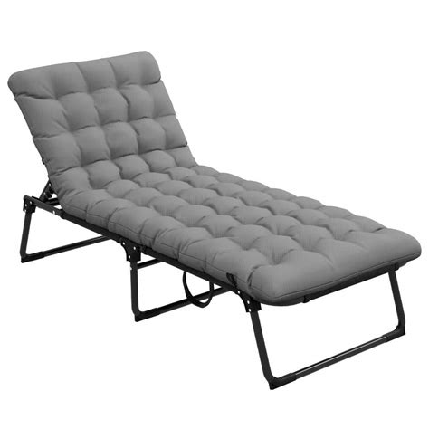 Runesay Black Metal Outdoor Chaise Lounge With Position Backrest Gray