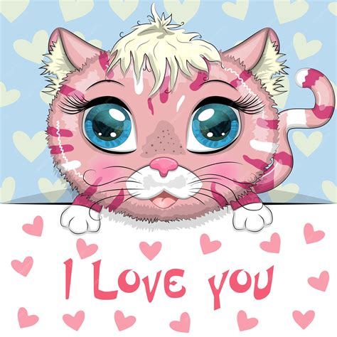 Premium Vector | Love you valentines day greeting card with animal cute