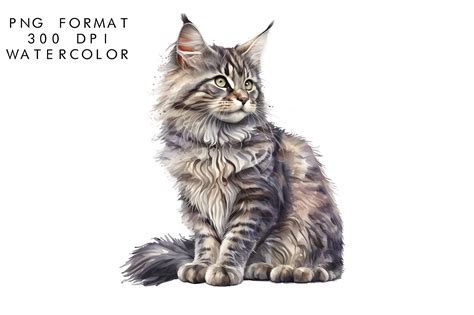 Watercolor Maine Coon Cat Clipart Graphic By Watercolorbykr Creative