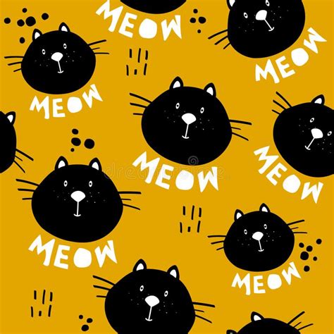 Colorful Seamless Pattern With Happy Cats Decorative Cute Background