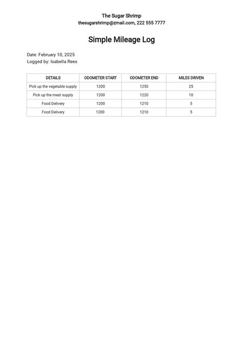 Simple Mileage Log Template [Free PDF] - Word, Apple Pages, PDF ...