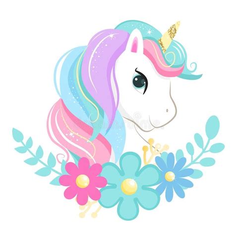 Ilustraci N Acerca Cabeza M Gica Linda Del Unicornio De La Historieta