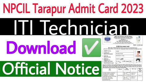 Npcil Tarapur Admit Card 2023 Iti Education