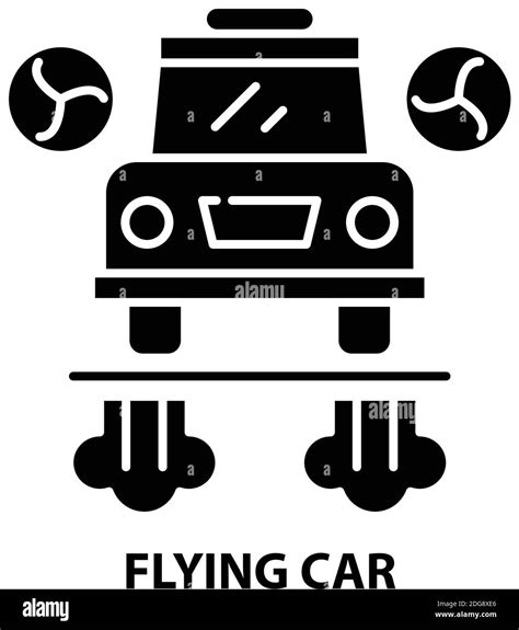 Flying Car Icon Black Vector Sign With Editable Strokes Concept Illustration Stock Vector