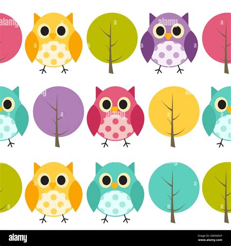 Owl Seamless Pattern Background Illustration Stock Photo Alamy