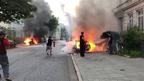 Hamburg G20 Brennende Autos An Der Elbchaussee YouTube