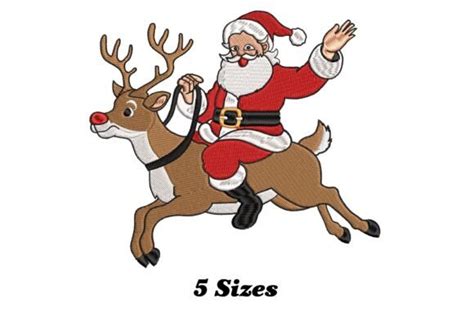 Santa Riding Deer · Creative Fabrica