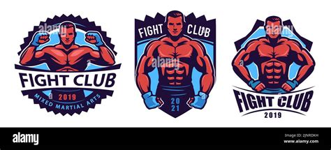 Mma Fighter Mascot Fight Club Emblem Or Label Sports Mixed Martial