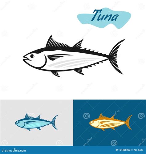 Tuna Fish Black Silhouette with Variations Stock Vector - Illustration ...