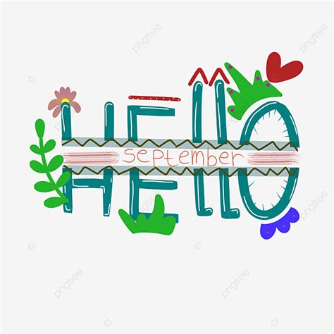 Hello September Clipart Png Images Blue Hello September Lettering