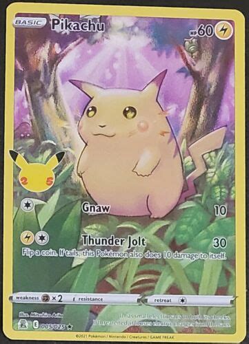 Pikachu Full Art 005025 Celebrations Pokemon Tcg Card 25th Anniversary