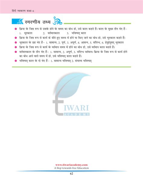 Class Hindi Grammar Chapter Kaal Tense For Session