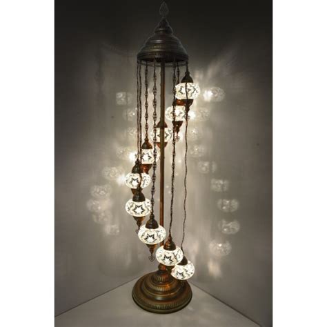 9 Globe Turkish Mosaic Floor Lamp White Star