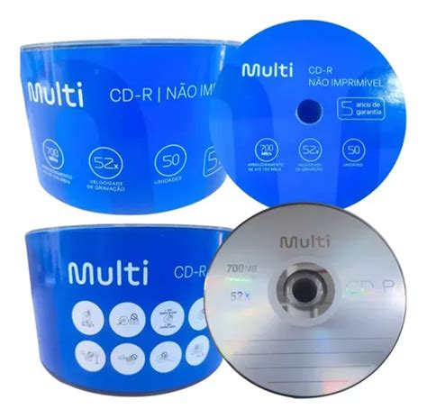 50 Midia Cd r Virgem Multilaser Cd 52x 700mb Cdr Gravável