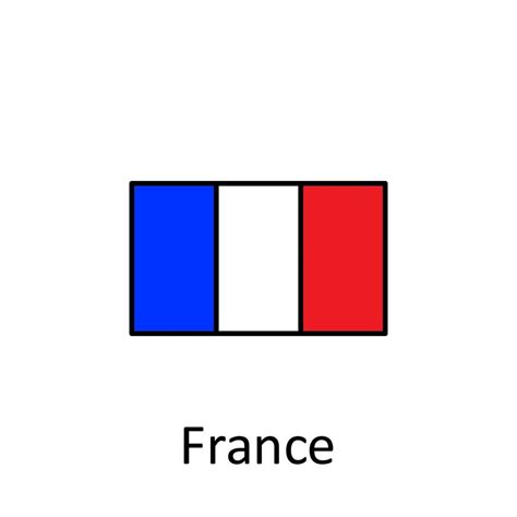 National Flag Of France In Simple Colors With Name Vector Icon