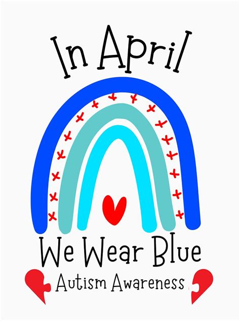 Puzzle Rainbow In April We Wear Blue Autism Awareness Month T Shirt