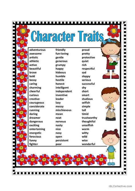 Character Traits Deutsch DAF Arbeitsblätter pdf doc