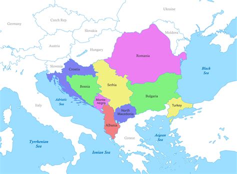 Map Of Southeast Europe With Borders Of The Countries 22754157 Vector
