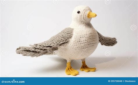 Knitted Seagull Toy Bird Crocheted In Petrina Hicks Style Stock