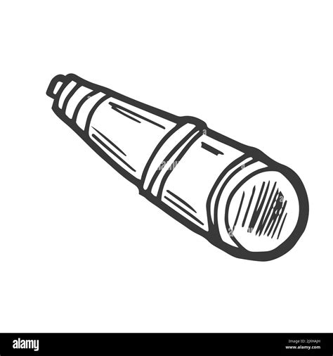 Outline Telescope Hand Drawn Doodle Illustration Black Image On White