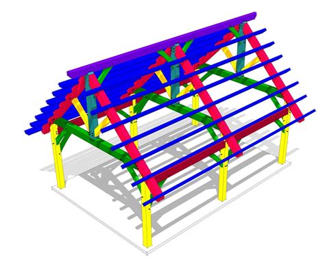 16x24 Heavy Timber Pavilion Plan Timber Frame Hq