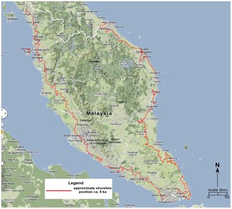 Map Of Peninsular Malaysia S H O W I N G T H E Approximate Shoreline