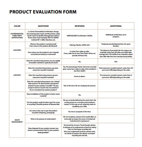 9 Sample Product Evaluations Sample Templates