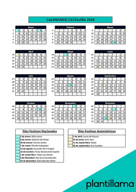 CALENDARIO Laboral De CATALUNYA 2024 En PDF Imprimir Gratis