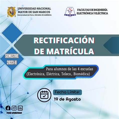 RectificaciÓn De MatrÍcula 2023 I Fiee Unmsm