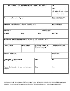 Fillable Online Official Functions Commitment Request Fax Email Print