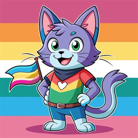 Un Gato De Dibujos Animados Con Una Camisa De Arco Iris Que Dice